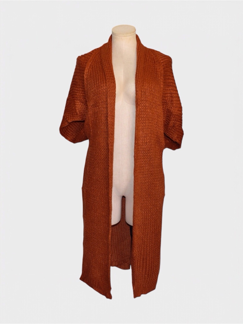 Versona Rust Open Knit Longline Cardigan